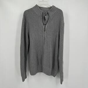Progetto Uoma Mens Cardigan Sweater Size XL Gray Wool Cashmere Chunky Knit Italy